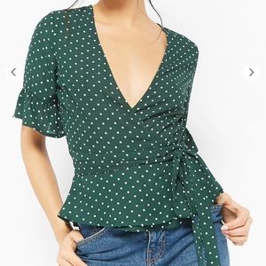Polka Dot Surplice Top
